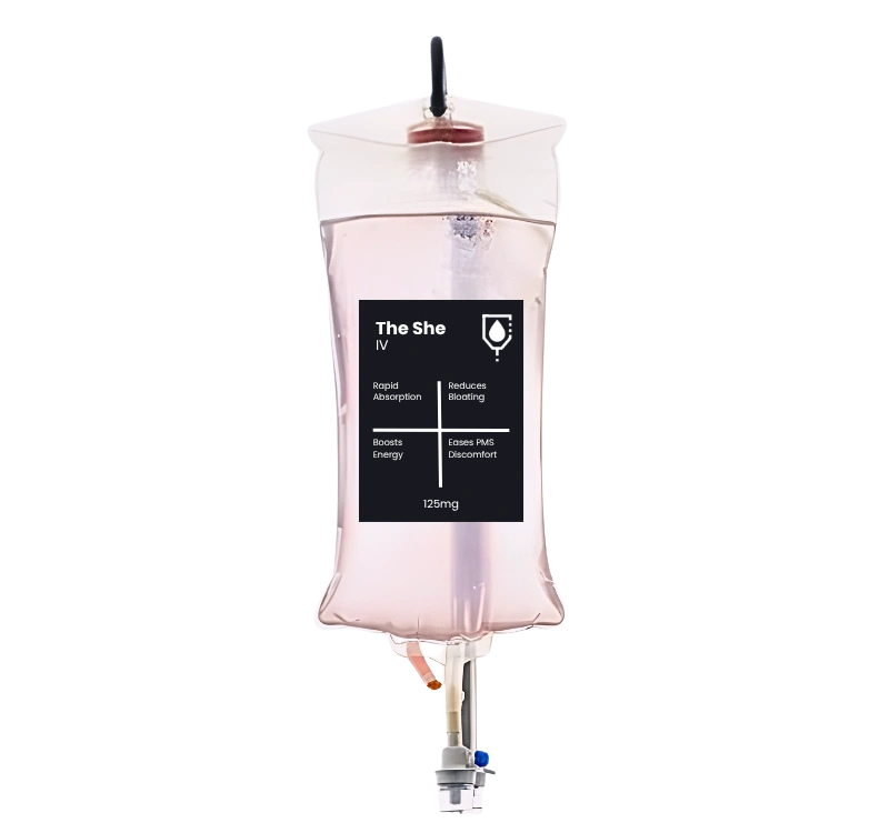 The She IV treatment bag with B-complex vitamins, B12, biotin, folic acid and glutathione