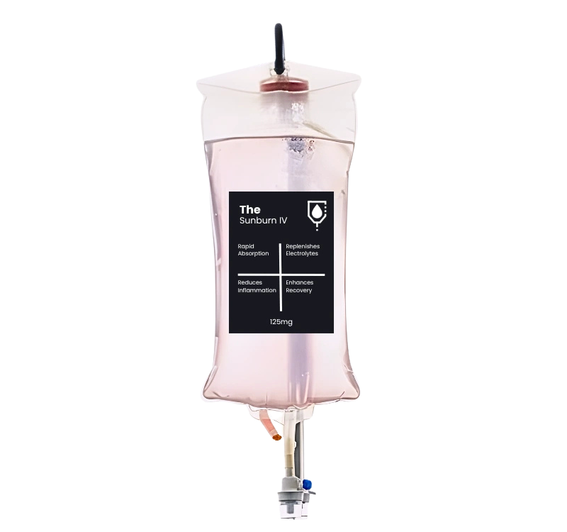 The Sunburn IV treatment bag with electrolytes, glutathione, vitamin D and vitamin C